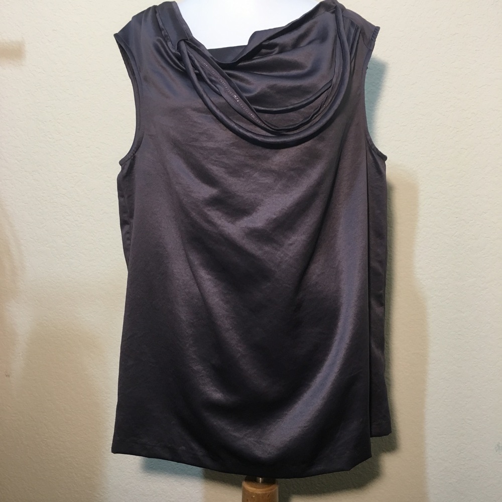 GAP gunmetal gray satin embellished top sz 10